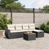vidaXL Patio Sofa Set with Cushions Outdoor Furniture 6 Piece Poly Rattan - Black and Cream without storage - 2 of 4