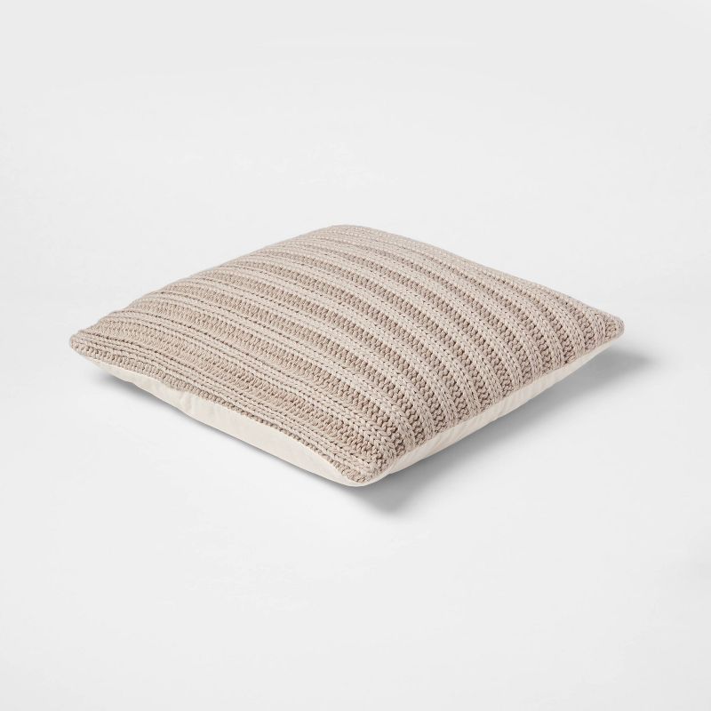 Oversized Chunky Rib Knit with Linen Reverse Throw Pillow - Threshold™, 3 of 8