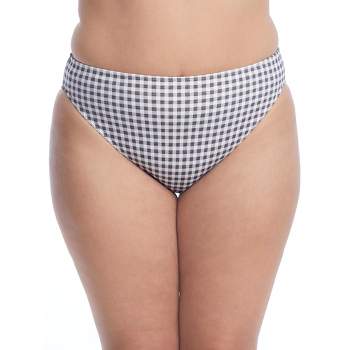 Elomi Women's Plus Size Checkmate Mid-Rise Bikini Bottom - ES800372