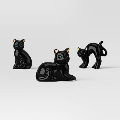 3pc Ceramic Mantle Cat Figural Decorative Accent Sets Black - Hyde and EEK! Boutique™