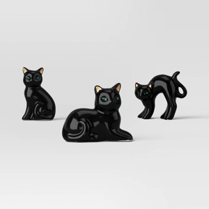 3pc Ceramic Mantle Cat Figural Decorative Accent Sets Black - Hyde and EEK! Boutique™ - 1 of 3