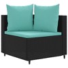 vidaXL Patio Sofa Set with Cushions Lounge Setting Outdoor Furniture Poly Rattan - Black and Blue 7-Piece - 3 of 4