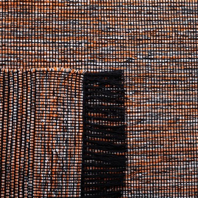 Handmade Black Cotton Flat Woven Rectangular Rug 59"