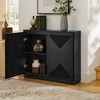 ORRD V-Shape Fluted Storage Cabinet, Narrow Buffet Sideboard with Outlet Holes for Entryway, Kitchen Coffee Bar & Living Room,walnut - 3 of 4