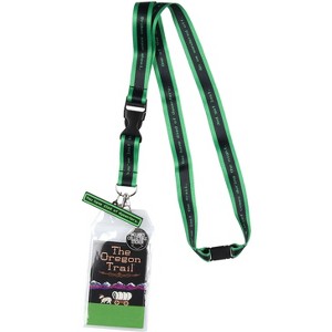 The Oregon Trail Lanyard ID Badge Holder Retro Video Game Design w/ Rubber Charm and Collectible Sticker Green - 1 of 3