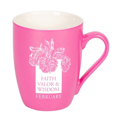Elanze Designs Faith Valor And Wisdom February Princess Pink 10 ounce New Bone China Coffee Cup Mug