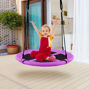 Costway 40" Flying Saucer Tree Swing Indoor Outdoor Play Set Kids Christmas Gift Purple/Blue/Green/Colorful/Blue Rocket/Blue Whale/Woods/Dark Green/Dark Pink/Yellow/Pink - 1 of 4