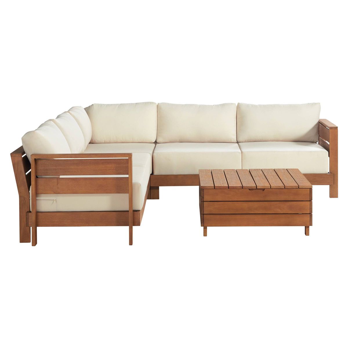 Alaterre Furniture 2pc Barton Outdoor Patio Weather Resistant Furniture Set with Sectional & Lift Top - thumbnail 5