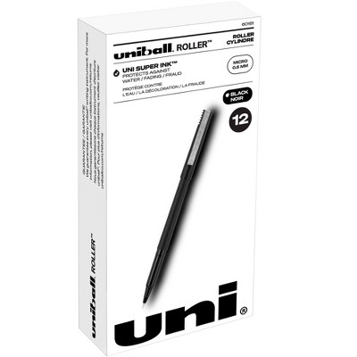 Uni Roller Ball Stick Pens, 0.5 Mm Micro Tip, Black, Pack Of 12 : Target