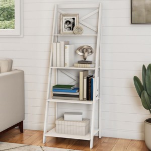 Hastings Home Ladder Bookcase X Back Frame, White - 1 of 4