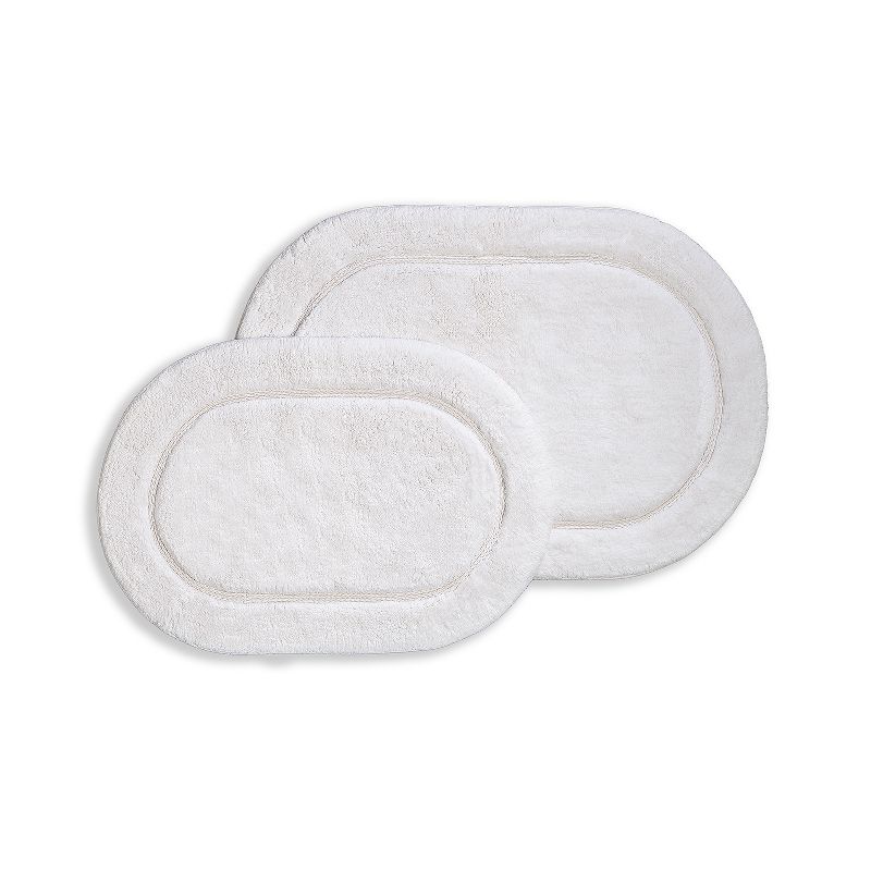 Plush and Absorbent Non-Slip Cotton Oval 2-Piece Bath Rug Set by Blue Nile Mills, 1 of 8