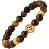 Steeltime Men's tiger eye and 18k gold plated stainless steel beaded stretch bracelet - 2 of 4