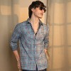 Campus Sutra Men Men's Cornflower Blue Tartan Plaid Shirt - 2 of 4