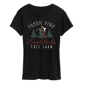 Women's - Peanuts - Woodstocks Tree Farm Short Sleeve Graphic T-Shirt - 1 of 4