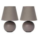 (Set of 2) 8.66" Petite Ceramic Orb Base Bedside Table Lamps with Matching Tapered Drum Shade Black - Creekwood Home