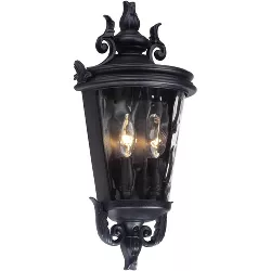 John Timberland Traditional Outdoor Wall Light Fixture Textured Black Scroll 17" Clear Hammered Glass for Exterior Porch Patio