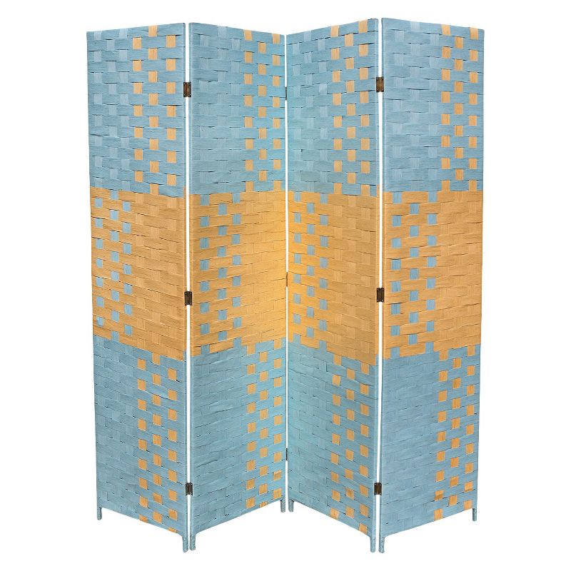 4 Panel Paper Straw Weave Screen on 2" Legs - Ore International, 1 of 10