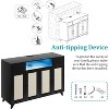 47" Sideboard，Buffet Cabinet with 4 Rattan Doors & 2 Drawers，Power Outlet & LED Light - 3 of 4