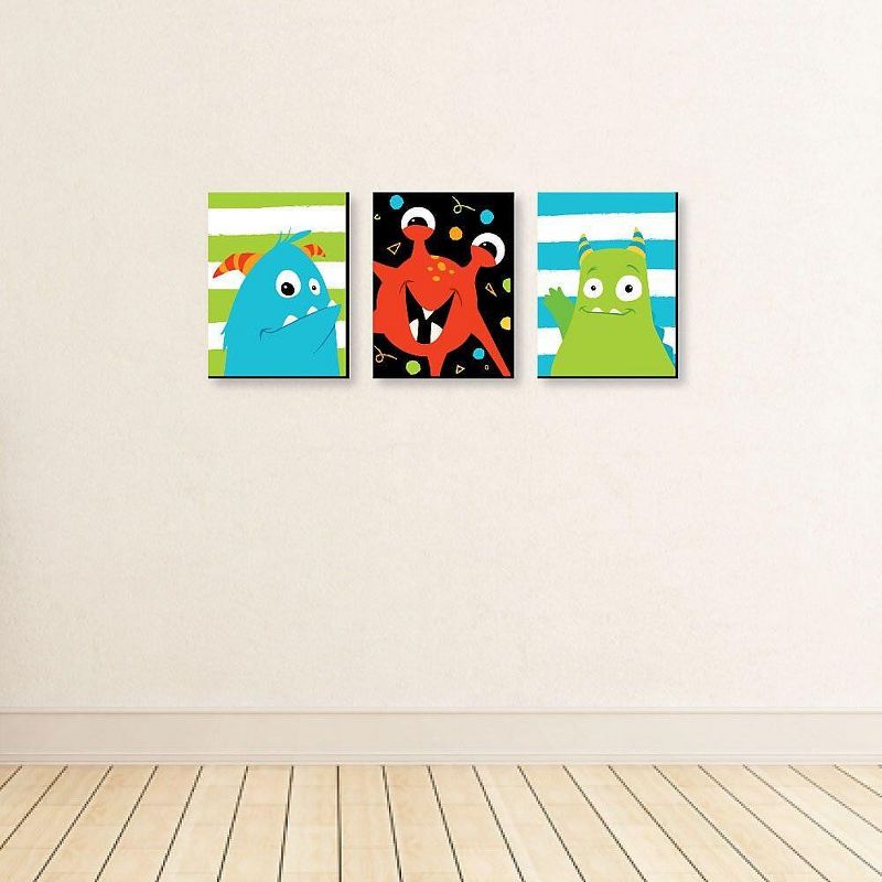 Big Dot of Happiness Monster Bash - Nursery Wall Art and Kids Room Decorations - Gift Ideas - 7.5 x 10 inches - Set of 3 Prints, 3 of 8