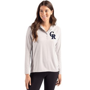 Colorado Rockies Cutter & Buck Coastline Epic Comfort Recycled Womens Hooded Shirt - 1 of 1