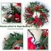 Wreath with Lights 24 Inch Lighted Holiday Wreath Front Door Pine Needles Berries Large Prelit Winter Outdoor Indoor Xmas - 3 of 4