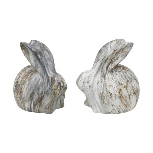 Transpac Resin Rustic White Easter Bunny Set of 2 Home Decorations Spring - 1 of 1