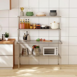 Stainless Steel Shelf Commercial Kitchen - 2-Tier 48"x12" Overshelf, 420lb Capacity, Adjustable Height for Prep Tables, NSF-Grade - 1 of 4