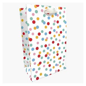 Bows And Sparkles XS Jr Tote Polka Dot Gift Bag White - 1 of 2