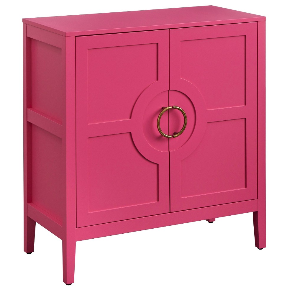Photos - Kitchen System Lifestorey 2 Door Leelah Modern Accent Cabinet Magenta Pink: Transitional Style, Adjustable Shelf, MDF Construction