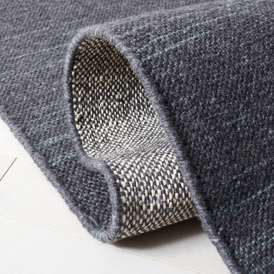 Handmade Gray Wool Flat Woven Area Rug 27" x 8"