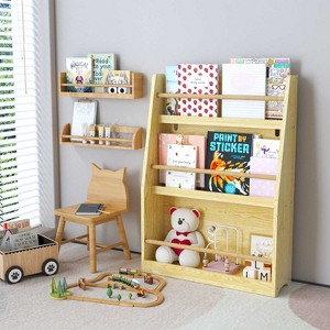 KTMBDW 3 Tier Kids Book Shelf,Kids Book Rack, Helps Keep Bedrooms, Playrooms, and Classrooms Organized, Natural - 1 of 4