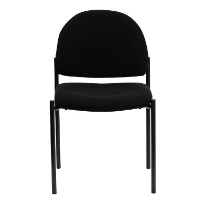 Black Fabric Stackable Metal Side Reception Chair with Contoured Cushions