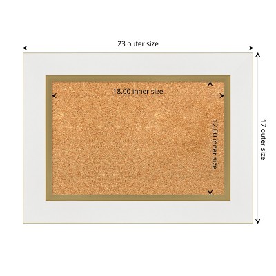 Eva White Gold Framed Natural Cork Bulletin Board
