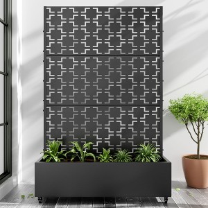 PexFix 72 in. H x 47 in. W Black Metal Rectangle Wall Planter Box with Trellis for Climbing Plants - 1 of 4