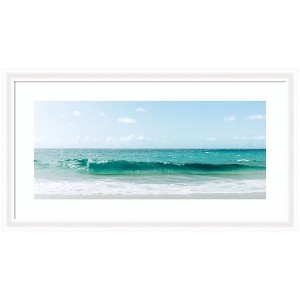 Kate and Laurel Framed Art Beach Ocean Day over Blue Clear Waters by Alicia Abla, 43x24, Oliver White Narrow - 1 of 4