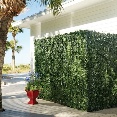 BrylaneHome 39" Green Faux Ivy Privacy Screen with Polyester Leaves