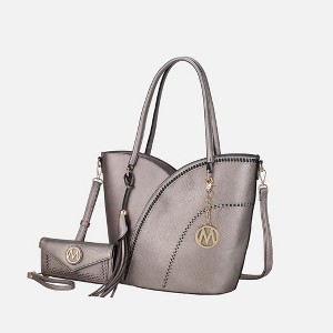 MKF Collection Imogene Two-tone Whip Stitches Vegan Leather Women’s Shoulder bag with Wallet by Mia K - 1 of 4