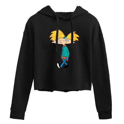 Women's - Hey Arnold! - Distressed Arnold Cropped Graphic Hoodie - image 1 of 3