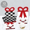 Big Dot of Happiness Prancing Plaid - Square Favor Gift Boxes - Reindeer Holiday and Christmas Party Bow Boxes - Set of 12 - 3 of 4