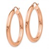 Black Bow Jewelry 4mm x 35mm Polished 14k Rose Gold Large Round Tube Hoop Earrings - 2 of 4