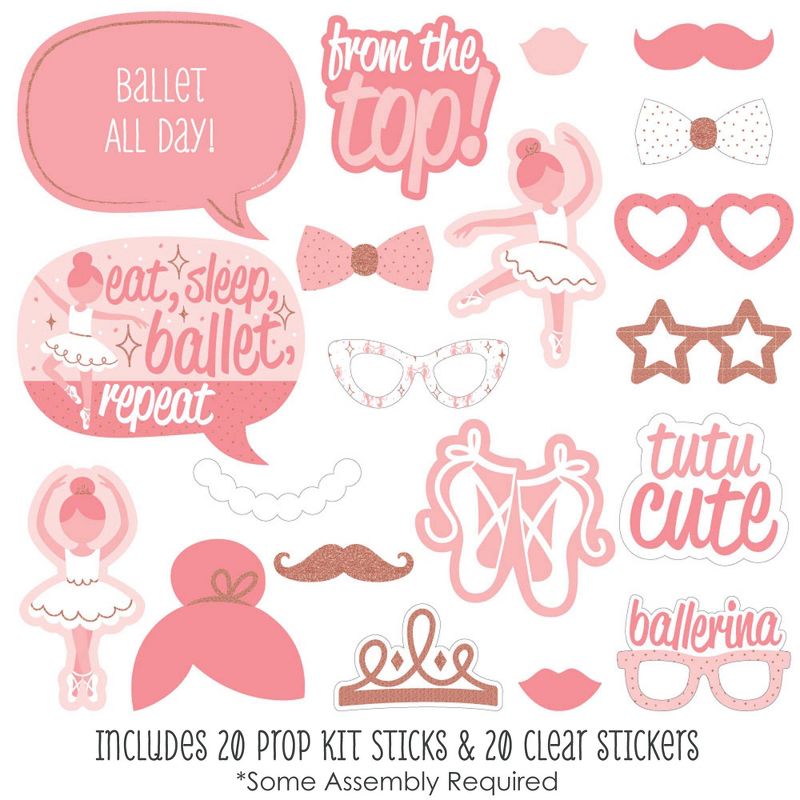 Big Dot of Happiness Tutu Cute Ballerina - Ballet Birthday Party or Baby Shower Photo Booth Props Kit - 20 Count, 2 of 7