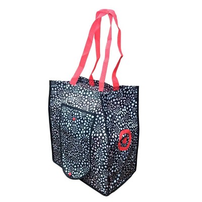 Burst Print Foldable Tote Bag - Black