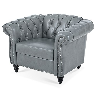NicBex PU Leather Accent Chair,Upholstered Living Room Chairs with Button Tufted Back and Birch Wooden Legs,Accent Chairs for Living Room