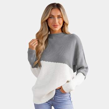 Women's Ribbed Colorblock Mock Neck Sweater - Cupshe
