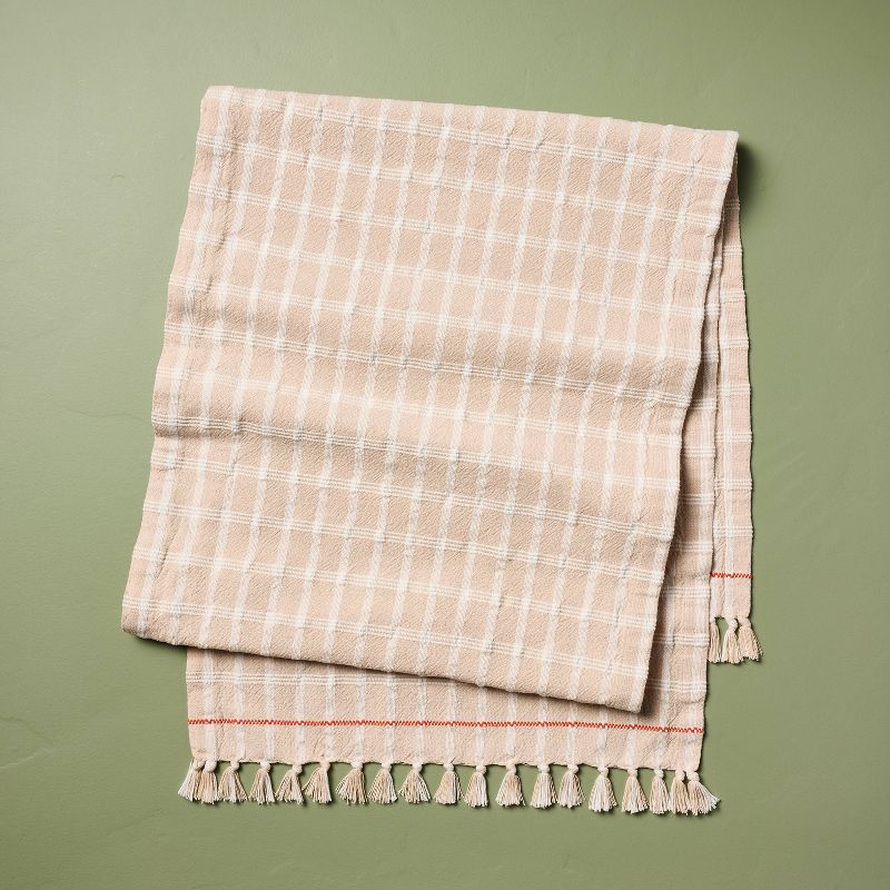 20"x90" Tri-Stripe Plaid Stitched Table Runner - Hearth & Hand™ with Magnolia, 1 of 5