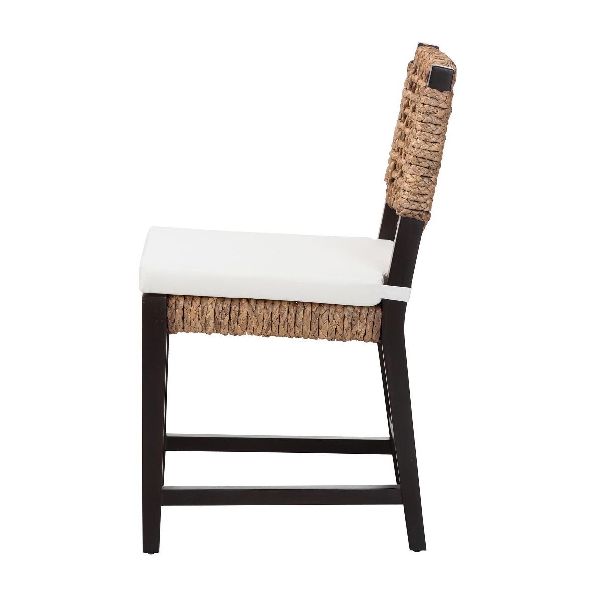 bali & pari Alise Modern Bohemian Dark Brown Mahogany Wood and Seagrass Dining Chair - thumbnail 4