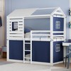 NicBex Twin Size/Full Size Bunk Bed with Built-in Ladder,House-Shaped Loft Bed with Fence for Bedroom,Pink/Blue - 2 of 4