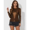Allegra K Women's Long Sleeve Puff Sleeve Party Glitter Shiny Metallic Tops - 3 of 4
