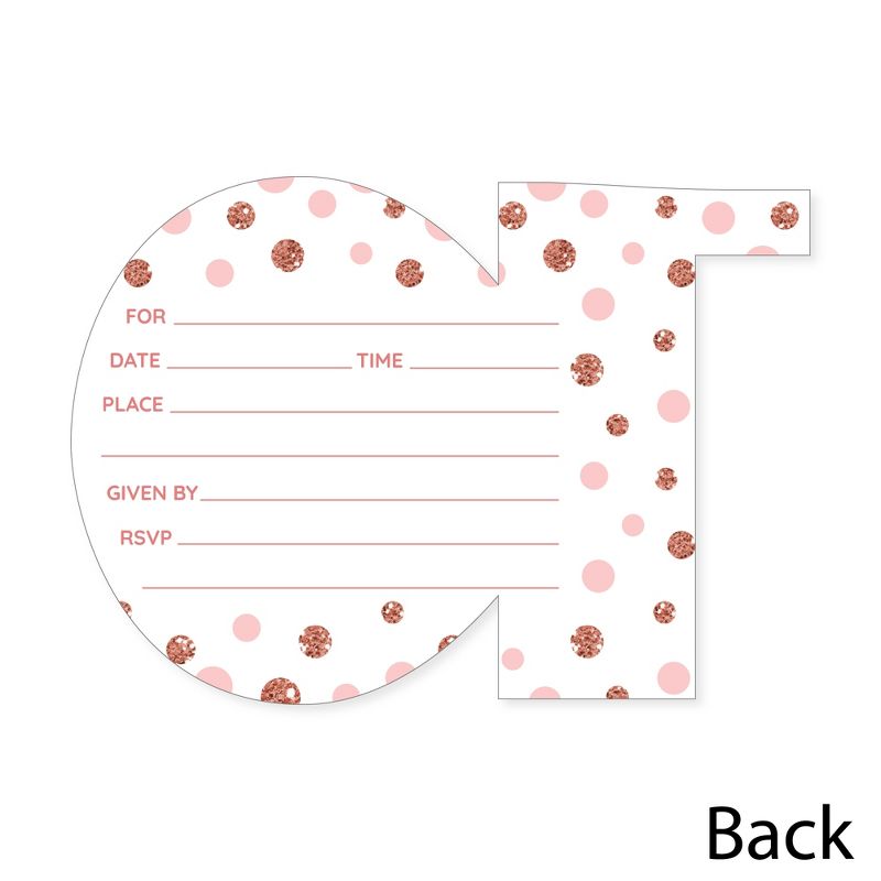 Big Dot of Happiness 10th Pink Rose Gold Birthday - Shaped Fill-In Invitations - Happy Birthday Party Invitation Cards with Envelopes - Set of 12, 5 of 8
