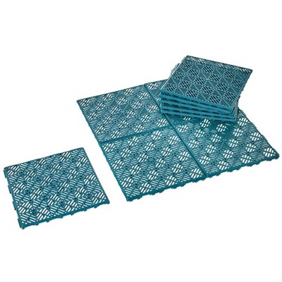 The Lakeside Collection Set of 10 Interlocking Patio or Walkway Tiles